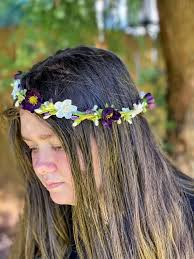 Purple Fairy Flower Crown, Boho Purple Flower Crown, Purple Floral Head  Wreath, Purple Halo Flower Crown, Modeled by Julia