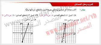 تمثيل المعادلات المكتوبة بصيغة الميل والمقطع بيانيا ص94 المصدر السعودي