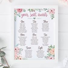 Wedding Bridal Shower Seating Chart Guest List Sign