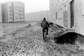 Siegfried Wittenburg S Photograph Of A Cyclist At The Gross Klein Housing Estate Rostock East Germany 1981 East Germany Photo Germany