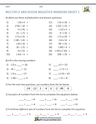 multiply and divide negative numbers