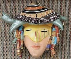 ROBERT SHIELDS HANDPAINTED TURTLE SHAMAN MASK ORNAMENT from Sedona, AZ