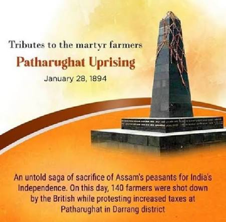 More than a hundred unarmed peasants were killed in broad daylight in Assam's Darrang district on January 28, 1894, nearly 25 years before the Jallianwala Bagh Massacre. The farmers' uprising was the