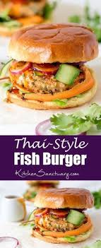 Thai Style Fish Burgers With Sweet Chilli Sauce Really Simple To Make And They Fish Burger Fish Burger Recipe Recipes