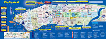 Map Of New York City Hop On Hop Off Bus Tour With City Sights Ny New York City Map Map Of New York Nyc Tourist Map