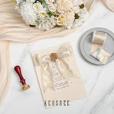 KEOSREE Champagne Gold Silk Chiffon Ribbon,Ivory White Frayed Shimmery Silk  Ribbon for Bridal Flower Bouquet Gift Wrapping Wedding Decor Invitations  Decorations 1.5" x 15 Yards (5Yards X 3 Rolls) : Amazon.ca: Home
