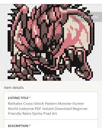 *~ this is a cross stitch pattern of monster hunter's fearsome heavenly eye mizutsune! Assortedunicorns Posts Facebook