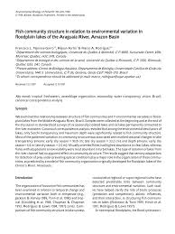Pdf Fish Community Structure In Relation To Environmental Variation In Floodplain Lakes Of The Araguaia River Amazon Basin