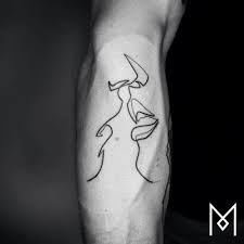 Black And White Kiss Tattoo Kissing Line Tattoos Kiss Tattoos Mo Ganji
