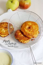 Schwabische Apfelkuchle Mit Vanillesosse Aka Apple Fritters Bake To The Roots Rezept Apfelkuchle Vanillesosse Rezepte