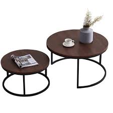 Next day delivery & free returns available. 17 Stories Modern Round Nesting Coffee Tableset Of 2 Side Table For Living Room Balcony Home And Office Black Colour Frame With Walnut Top 32 Wayfair Ca