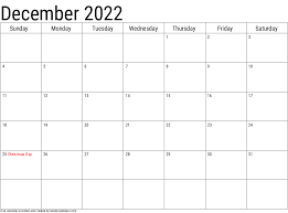 Free December 2022 Christmas Calendar December 2022 Calendar With Holidays - Handy Calendars