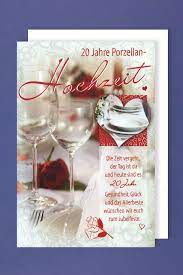 Zum beispiel für ihre glückwünsche oder als rede zur feier der porzellanhochzeit. Porzellan Hochzeit 20 Hochzeitstag Karte Grusskarte Glaser 16x11cm Plus 3 Sticker Avancarte