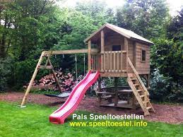 speeltoestel met glijbaan en schommel play houses wood plans yard