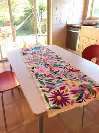 Multicolor Otomi Table Runner Mexican Table Runner With Otomi Multicolored Embroidery Tablecloth See The Last Pic Of The One In Stock Table Runners Mexican Tablecloth Table