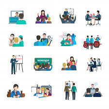 Ne doit pas être confondu avec organisation internationale du travail. Icones Plats Atelier Defini Avec L Organisation Du Travail D Equipe Presentation Chef D Entreprise Vecteur Gratuite