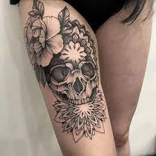 65 Badass Thigh Tattoo Ideas For Women Page 4 Of 6 Stayglam Skull Thigh Tattoos Skull Thigh Tattoo Leg Tattoos Women