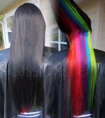 Black And Rainbow Hair Color Black On Top Rainbow Colors On The Bottom Used Joico Intensities And Pravana For The Bri Hair Color For Black Hair Bright Hair Colors Rainbow Underneath Hair