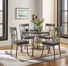 Acme Landis Gunmetal Metal Finish 5 Piece Dining Table Set Round Dining Table Sets Rectangular Dining Room Table Fabric Dining Chairs