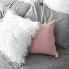 Bed Pillow Styling Fluffy White Cushion Pink Textured Cushion Grey Quilt Cover Set Instagram Flipandstyle Pill Pink Bedding Pink Pillows Pink Cushions