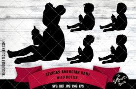 Download Black Baby With Bottle Graphic By Thesilhouettequeenshop Creative Fabrica SVG Cut Files