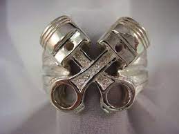 Crossed Pistons Ring Mens Stainless Steel Rings Mens Jewelry Unique Mens Rings