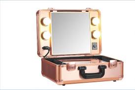 Small Rose Gold Vanity Trolley Makeup Trolley Case Led Light Makeup Case Acrylic Organizer Makeup Makeup Trolley