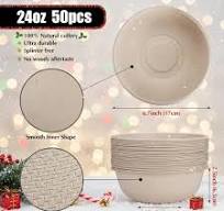 Disposable Paper Bowls, 24 Oz [50 Pack] Large Bowl-100% Compostable, Biodegradable, Eco-friendly - Convenient for Daily Use for Salad, Hot Soup, and ...