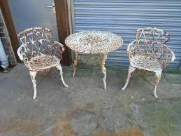 Antique victorian era cast iron pair fern pattern garden chairs. Vintage Cast Iron Garden Table 2 Arm Chairs 544146 Sellingantiques Co Uk