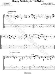 Lucas Brar Happy Birthday In 10 Styles Guitar Tab In E Major Download Print Sku Mn0199987