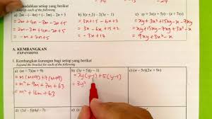 Persamaan linear (klik link di bawah) download bab 6 persamaan linear bab 7: Kembangkan Ungkapan Algebra Youtube
