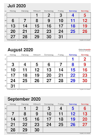 Ein 3monatskalender 2019 enthält zum. Kalender August 2020 Als Pdf Vorlagen
