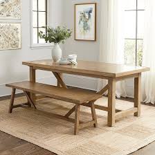 Willis Rustic Dining Table And Bench Dining Table With Bench Rattan Dining Table Modern Dining Room