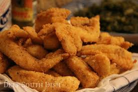 Put catfish nuggets in a bowl. Fried Catfish Nuggets Sides