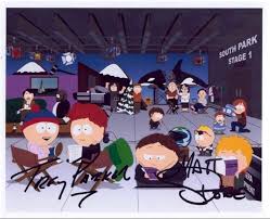 Before you get down on the entire enterainment industry, remember we still have good folks. This Is A Behind The Scenes Production Photo Signed By Matt And Trey Southpark