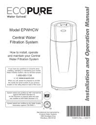 Ecopure Epwhcw Central Water Filtration System Owner S Manual Manualzz
