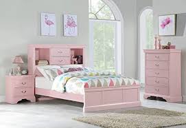 This set would pair well with minimalist modern décor or a cottage motif. Esofastore Classic Modern Youth Bedroom Furniture 3pc Set Twin Size Bed Chest Nightstand Light Pink Color Birch Veneer Wood Camere