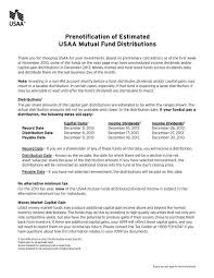 Usaa, the the united services automobile association, offers a full line of stock and bond mutual funds. Prenotification Of Estimated Usaa Mutual Fund Distributions