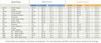 Wooden Bed Frame Sizes Chart Comparison Including Four