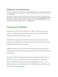 Your dna has the terms like recessive, dominant, codominant, and incomplete dominance all refer to the trait (phenotype). Definition Of Codominance Docx Dominance Genetics Allele