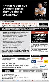 3 Day Program Hi Impact Leadership Blueprint For Success By Shiv Khera In Singapore From 29 31 Aug Optimiz Leadership Programs Leadership Training Leadership