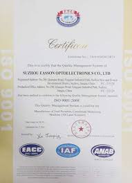 Self declaration form (clearance form). Certificate Suzhou Easson Optoelectronics Co Ltd