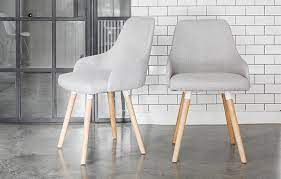 Set Of Two Vienna Grey Fabric Dining Chairs With Oak Legs Fabric Dining Chairs Dining Chairs Solid Wood Dining Chairs