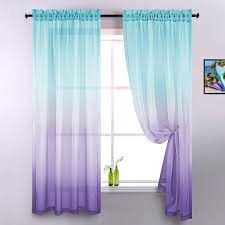 Buy Lilac And Turquoise Curtains For Bedroom Girls Room Decor Set Of 2 Panels Ombre Patterned Window Semi Sheer Curtains For Living Room Kids Nursery Mermaid Themed Green And Purple 52 X