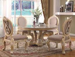 White Dining Furnishings Traditional Antique White Dining Room Set With Round Table 11602 Round Dining Room Dining Room Table Set Round Dining Table Sets