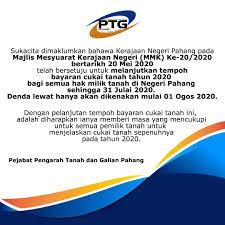 Cukai taksiran juga dikenali sebagai cukai pintu perlu dibayar 2 kali setahun. Portal Pahangku Pahang Lanjutkan Tempoh Bayaran Cukai Tanah Hingga 31 Julai