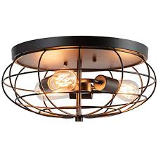 The ceiling light is compatible with dimmable bulbs. Tangkula Semi Flush Mount Ceiling Light 3 Light Industrial Style Rustic Ceiling Light Fixture With Iron Metal Cage Farmhouse Goals