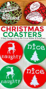 Easy Christmas Coasters 2 Different Designs In 2020 Christmas Coasters Holiday Coasters Christmas Projects Diy