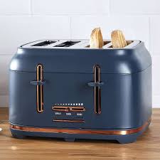 Dunelm 4 Slice Matt Navy Copper Toaster Dunelm Copper Kitchen Accessories Navy And Copper Blue Kitchen Accessories