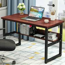 Sturdy Computer Writing Desk With Bookshelf 47 55 63inch Table For Home Office Affilink Muebles Para Computadora Escritorio De Madera Y Metal Muebles Para Pc